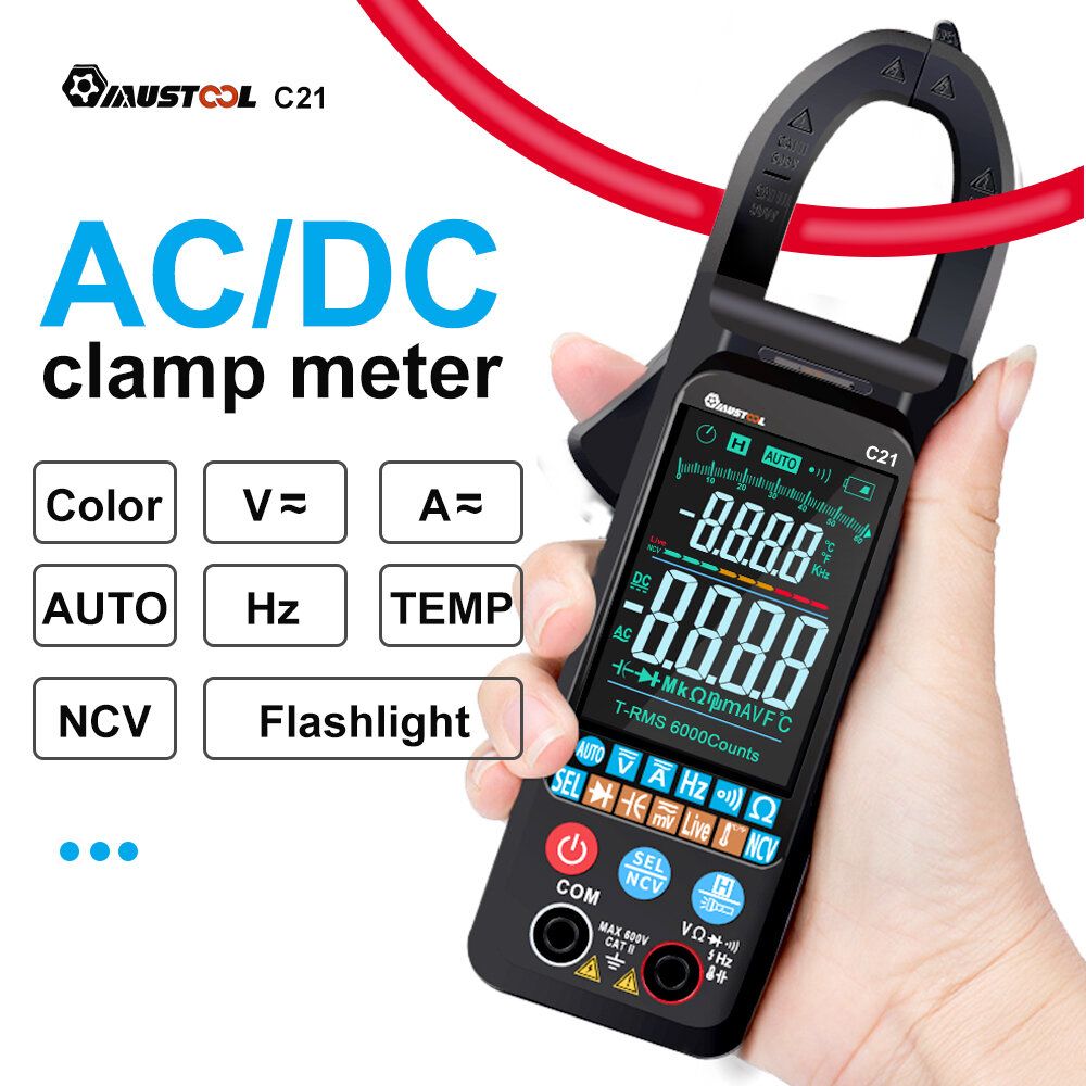 MUSTOOL C21 AC/DC Current Voltage Digital Clamp Meter Large