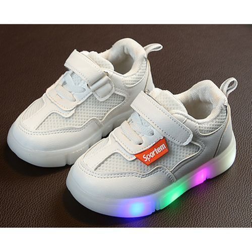 Girls Light Sneakers Lights Children's Luminous Shoes-White