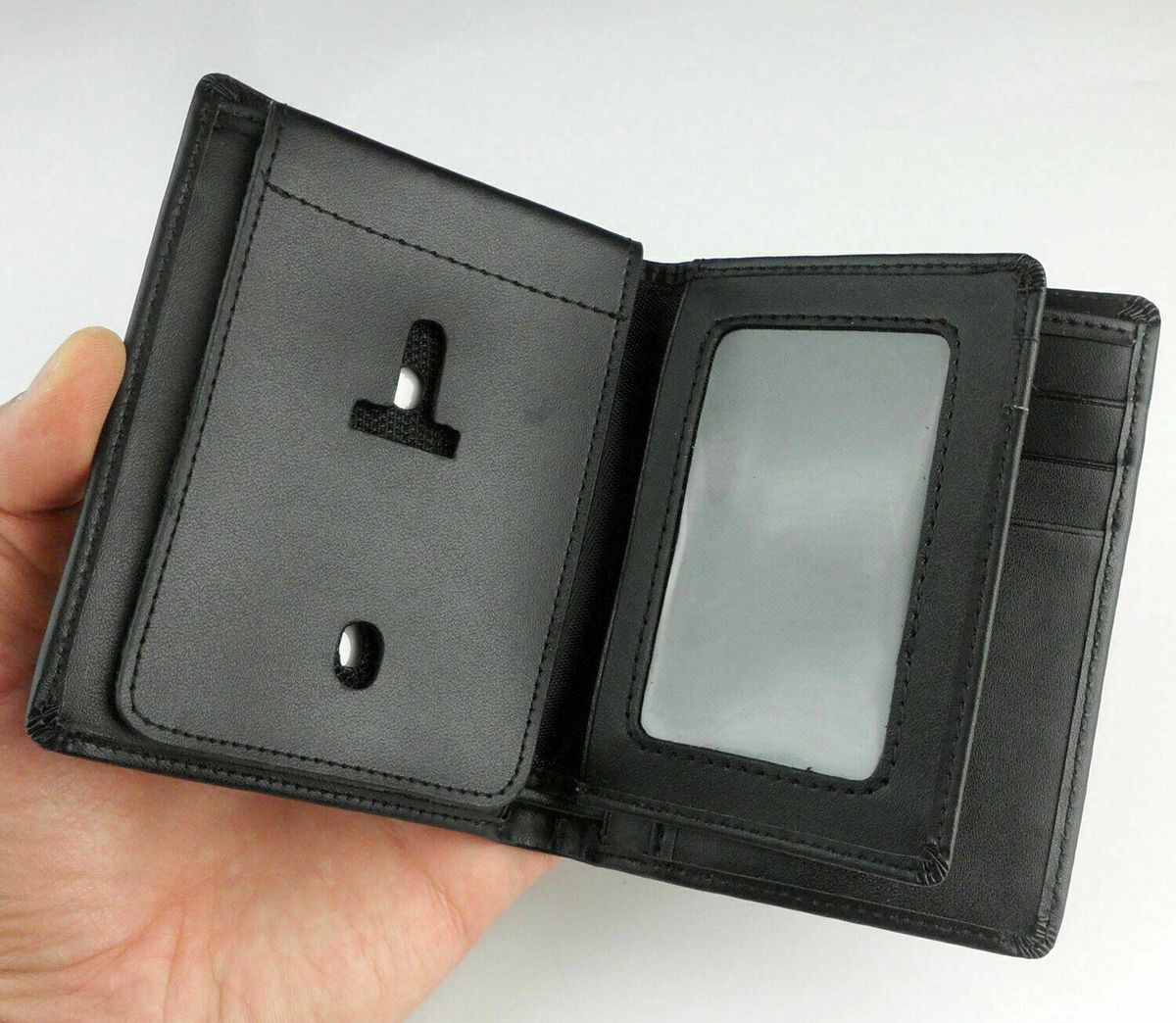 US Police Wallet Badge Holder Bifold Wallet Black Leather  -no Badge Shop2008