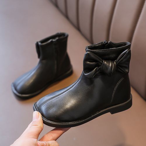 Children's Leather Boots Girls Bow Boots Girls Casual Leather Shoes