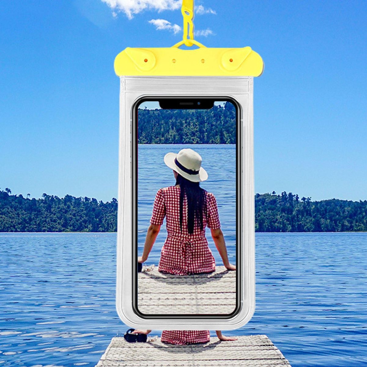 1 Set Mobile Phone Bag Beach Camping Waterproof Phone Bag Yellow