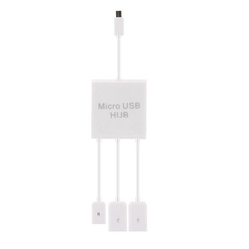 3in1 Micro USB HUB OTG Male To Female Dual USB 2.0-White