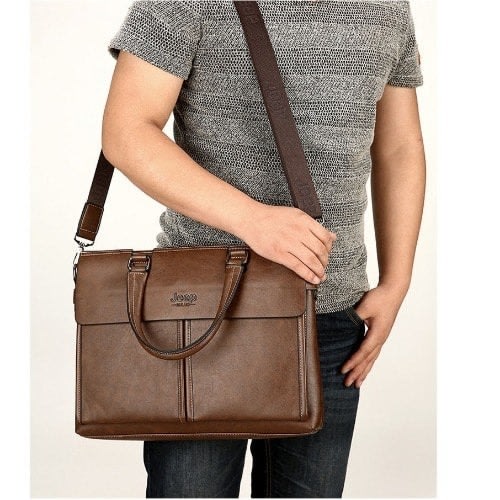 Jeep Laptop Split Leather Briefcase