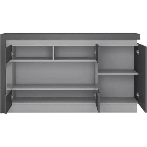J Best  -three Door Glazed Sideboard - Platinum/ Grey
