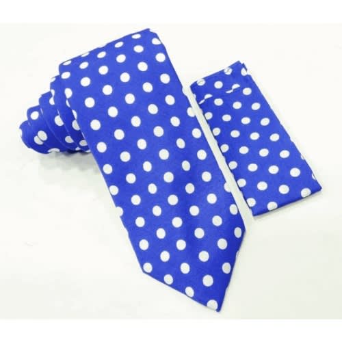 Set Of 2 Men's Dotted Long Ties  - Black  & Royal Blue