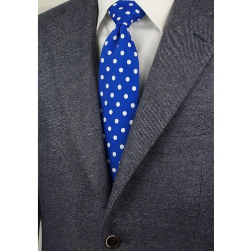 Set Of 2 Men's Dotted Long Ties  - Black  & Royal Blue