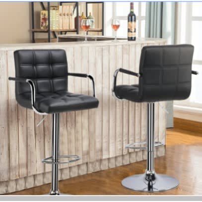 Hlinks Bar With Swivel Gas Lift Stool - 2pieces - Black