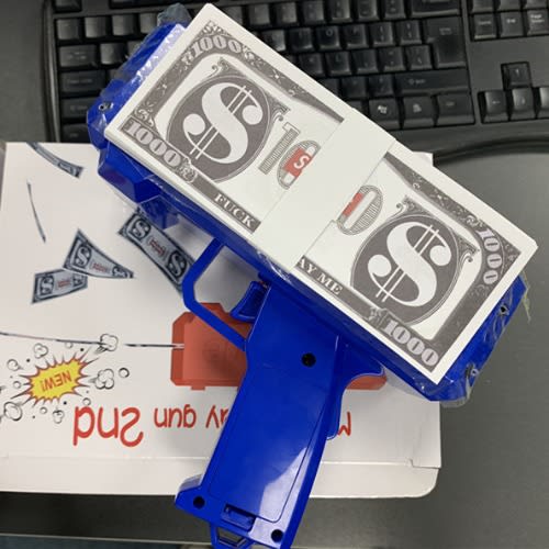 Supreme Branded Cash Canon Money Gun Spraying Machine - Blue