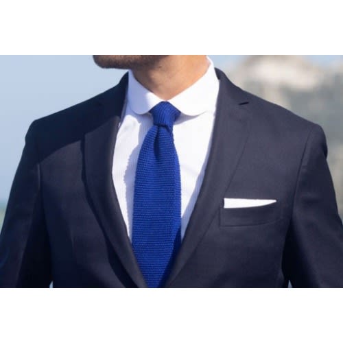 Men's Knitted Long Tie  - Royal Blue