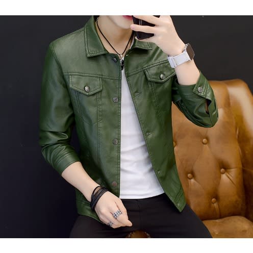 Leather Jacket- Army Green