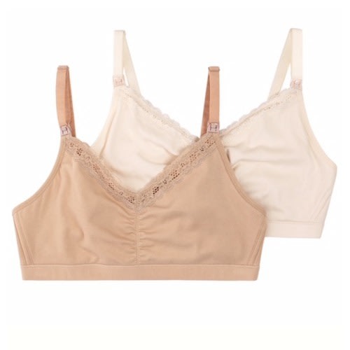 Breastfeeding Maternity Bra With Cotton Lace Trim - 2pk.