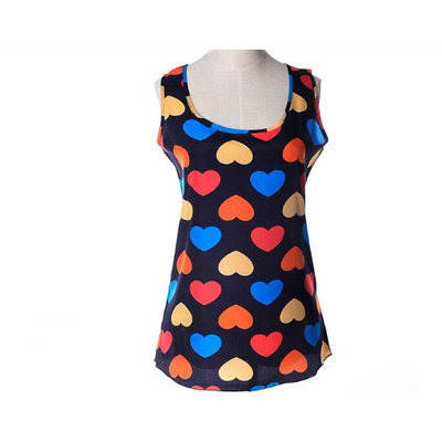 Sleeveless Love Print Chiffon Camisole Top + Quilted Handbag - Black