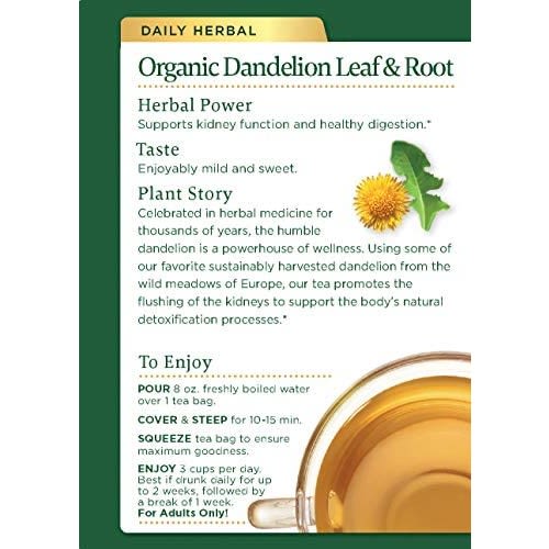 Organic Dandelion Leaf & Root Herbal Tea - 16 Tea Bags