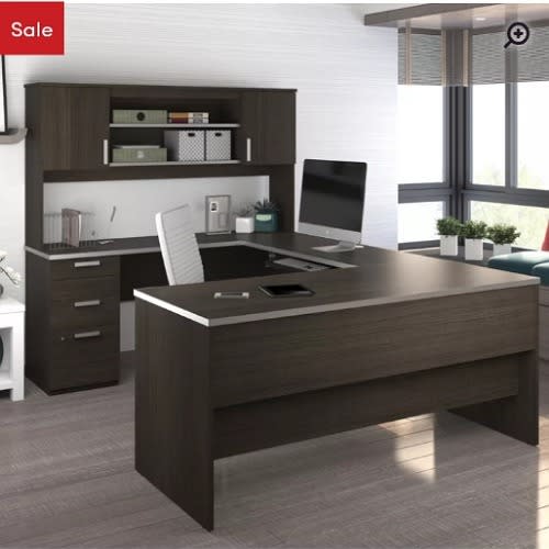 Sadia Besant U-shape Executive Desk With Hutch
