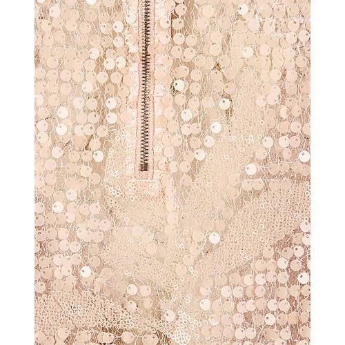 Long Sleeve Sequin Top-Nude