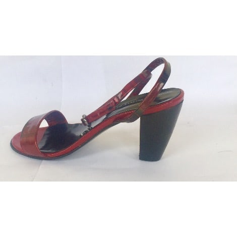 Leather Heeled Sandals - Red