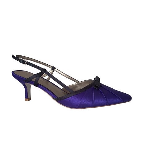 Pleat Bow Sling Back Shoe - Blue