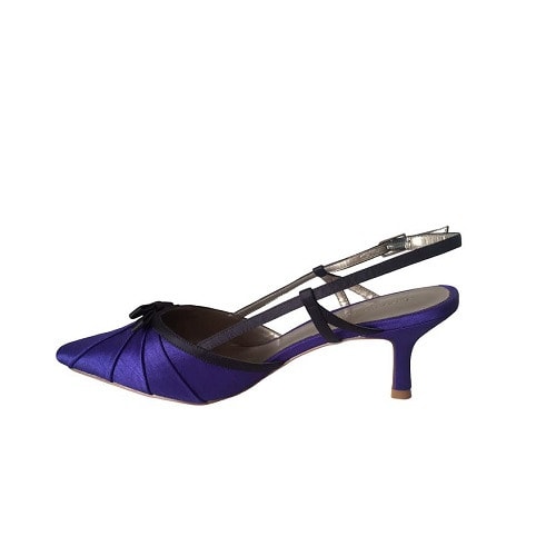 Pleat Bow Sling Back Shoe - Blue