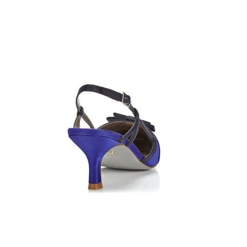 Pleat Bow Sling Back Shoe - Blue