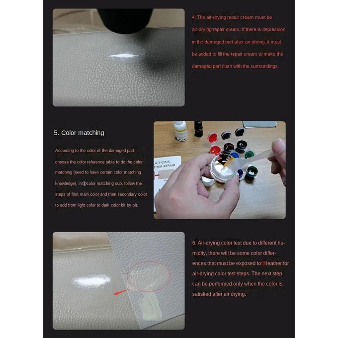 Quality Leather Repair Kit For Car Seat, Sofa Coats, Holes - Black