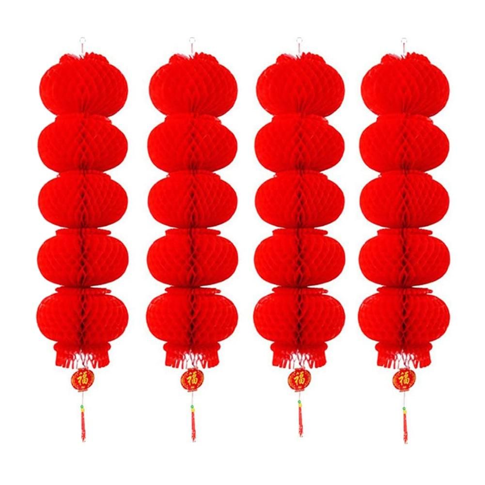 6 Strings Red Paper Lanterns Decoration for Chinese New