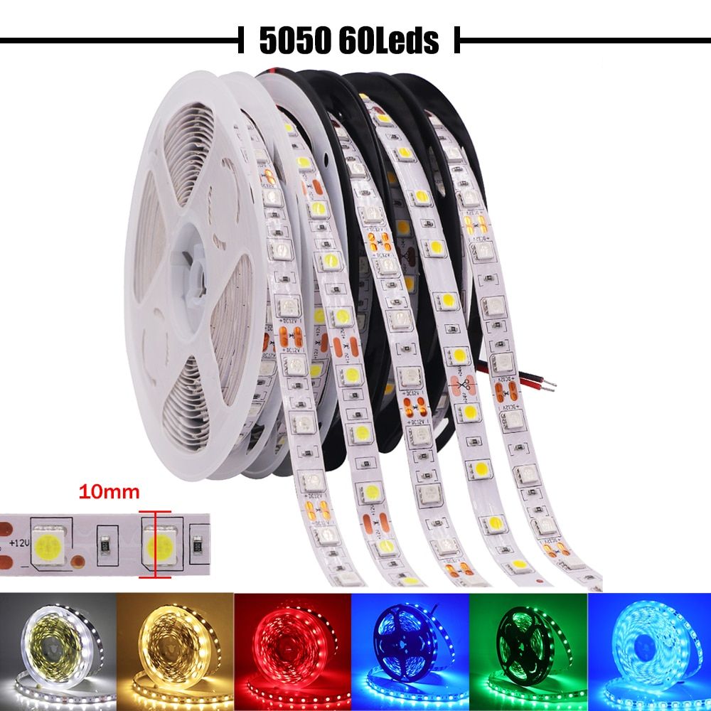 5M RGB LED Strip Light 12V 5050 5054 Flexible LED Ribbon Tape 60/120 Led Rope Light Waterproof Stripe Light Diode Tape For Decor-5050 60Leds-Green-IP67 -