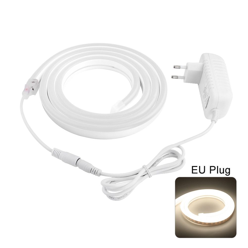 12V Neon LED Strip 1M 2M 3M 4M 5M Flexible 2835 LED Strip Waterproof Sign Neon Light Silicone Tube 120LEDs/M For Home Decoration-EU Power Adapter Set-Blue-1m-