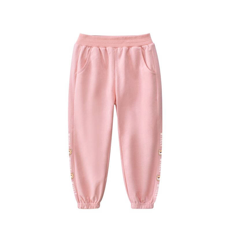 100% Cotton Kids Fashion Full Length Casual Girls Pants-Black