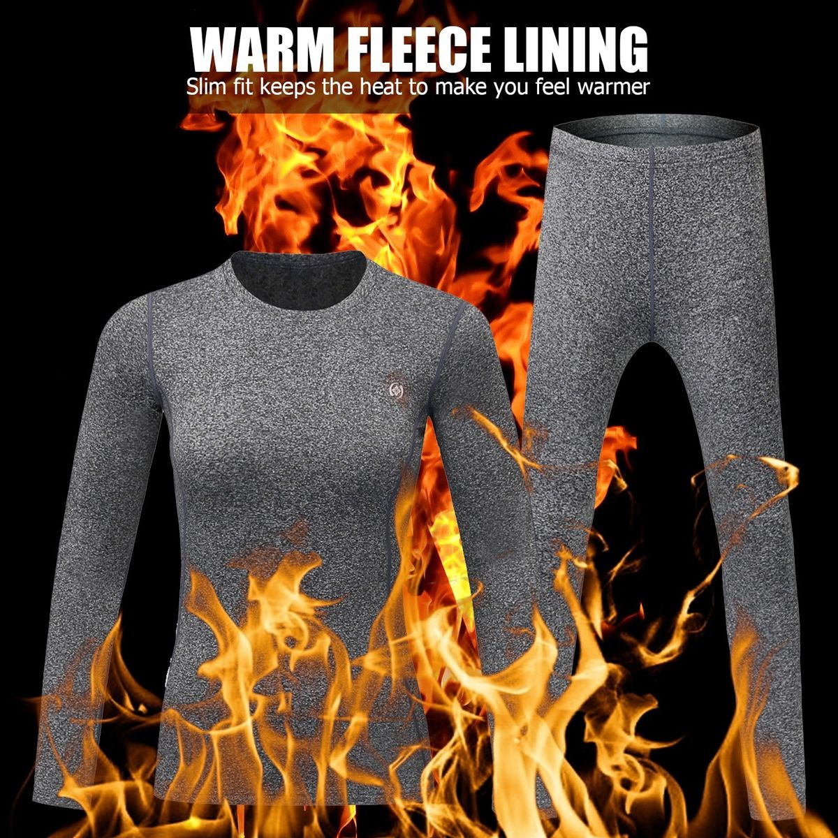 2PCS Women Winter Thermal Underwear Fleece Lining Thick Warm
