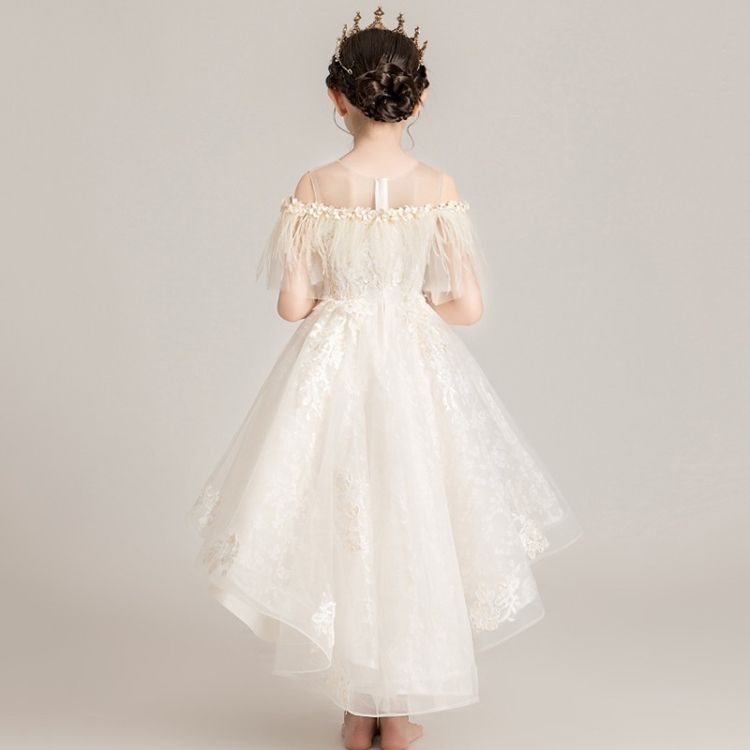 Round Neck Strapless Front Short Back Long Lace Princess Dr