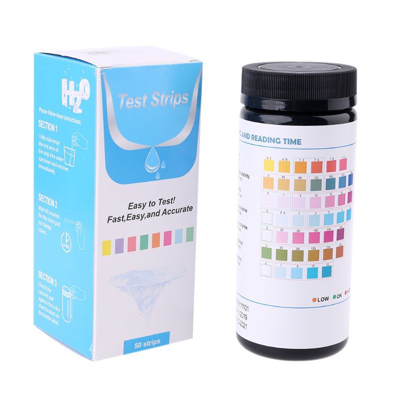 50 Pcs 7in1 Bromine PH Alkalinity Nitrite Chlorine Hardness Water Test Strip Reagent Fish Tank Swimming Pool Water Tester