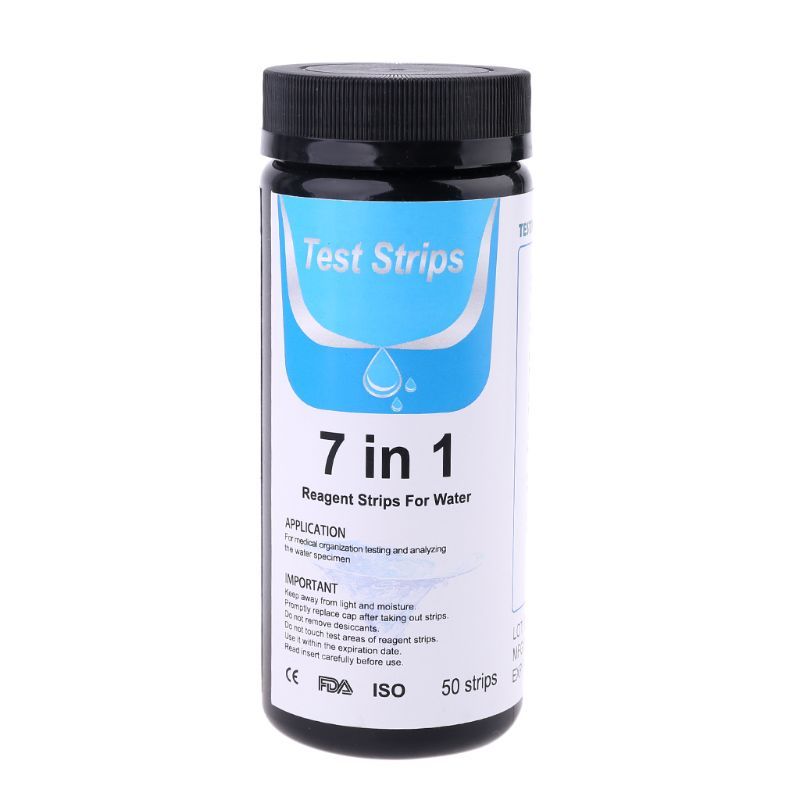 50 Pcs 7in1 Bromine PH Alkalinity Nitrite Chlorine Hardness Water Test Strip Reagent Fish Tank Swimming Pool Water Tester