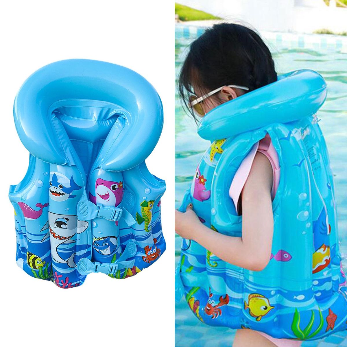 Kids Inflatable Swim Vest Boys Girls Buoyancy For
