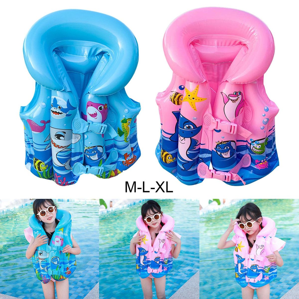 Kids Inflatable Swim Vest Boys Girls Buoyancy For