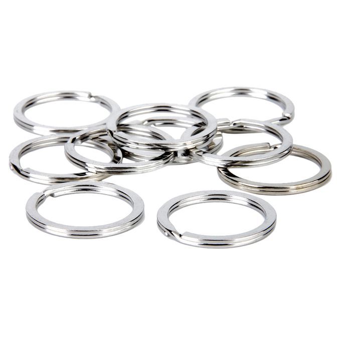 100pcs Silvery Metal Flat Split Loop For Key Ring Keychain DIY