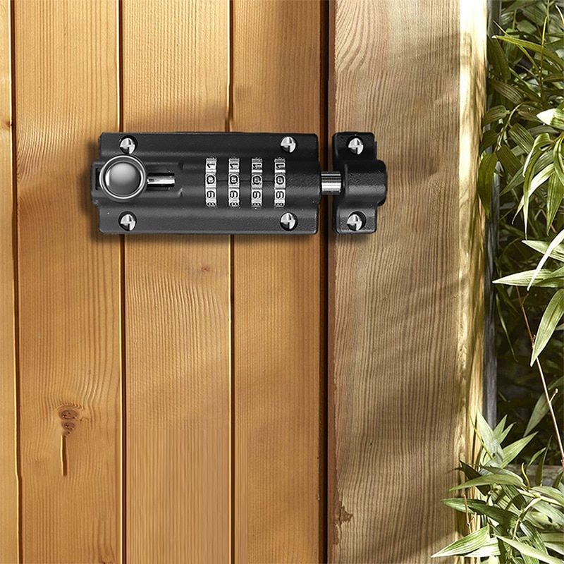 Pas Lock Black Silver Bolt Metal Door Latch Anti-theft Safety Combination Digit Padlock Outdoor Home Wood Gate Hardware