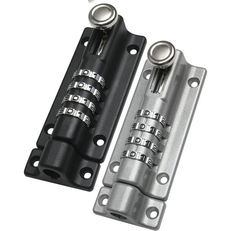 Pas Lock Black Silver Bolt Metal Door Latch Anti-theft Safety Combination Digit Padlock Outdoor Home Wood Gate Hardware