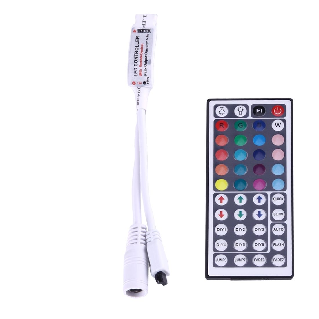 Mini RGB LED Controller With 44 Keys Remote Control, DC 12V(White)