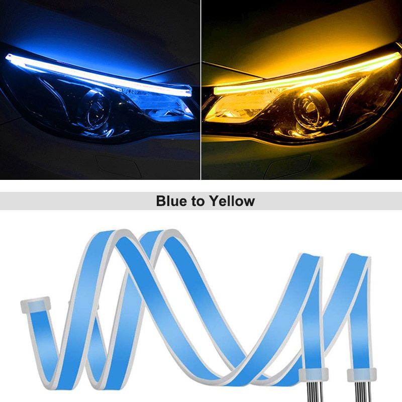 2pcs 12V LED DRL Car Daytime Running Light Flexible Waterproof Flow DRL LED Strip Auto Headlights