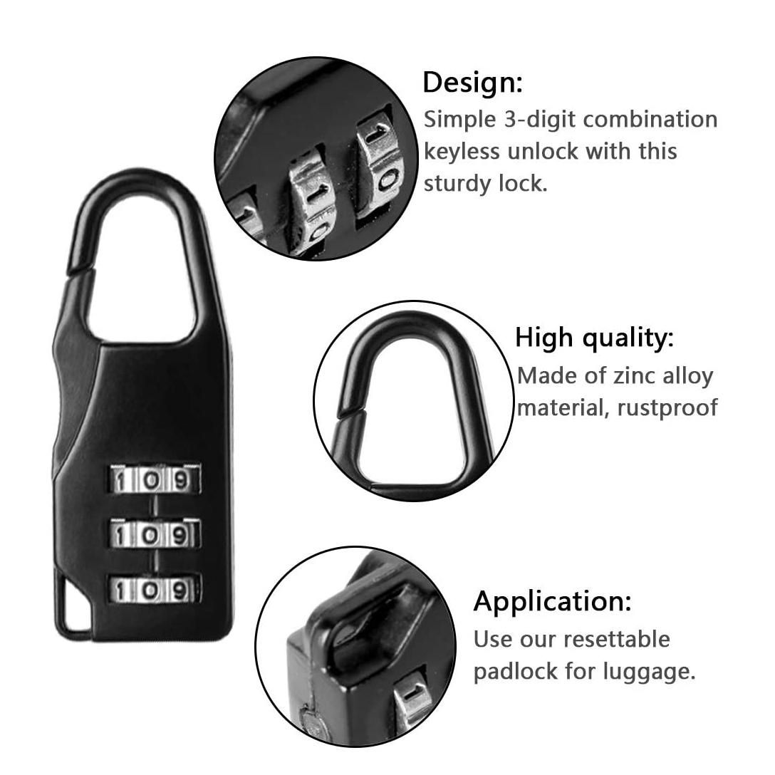 7 PCS Mini Luggage Padlocks 3 Digit Combination Lock for Dormitory Gym Cabinets Locker Drawer Hasp Travel Suitcase