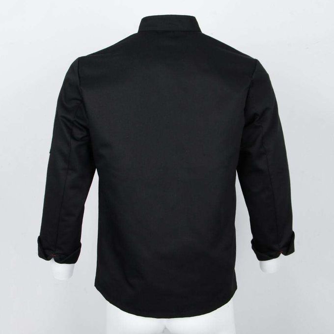 Chef Jacket Coat Uniform Long Sleeve Hotel Kitchen Cook XL Black