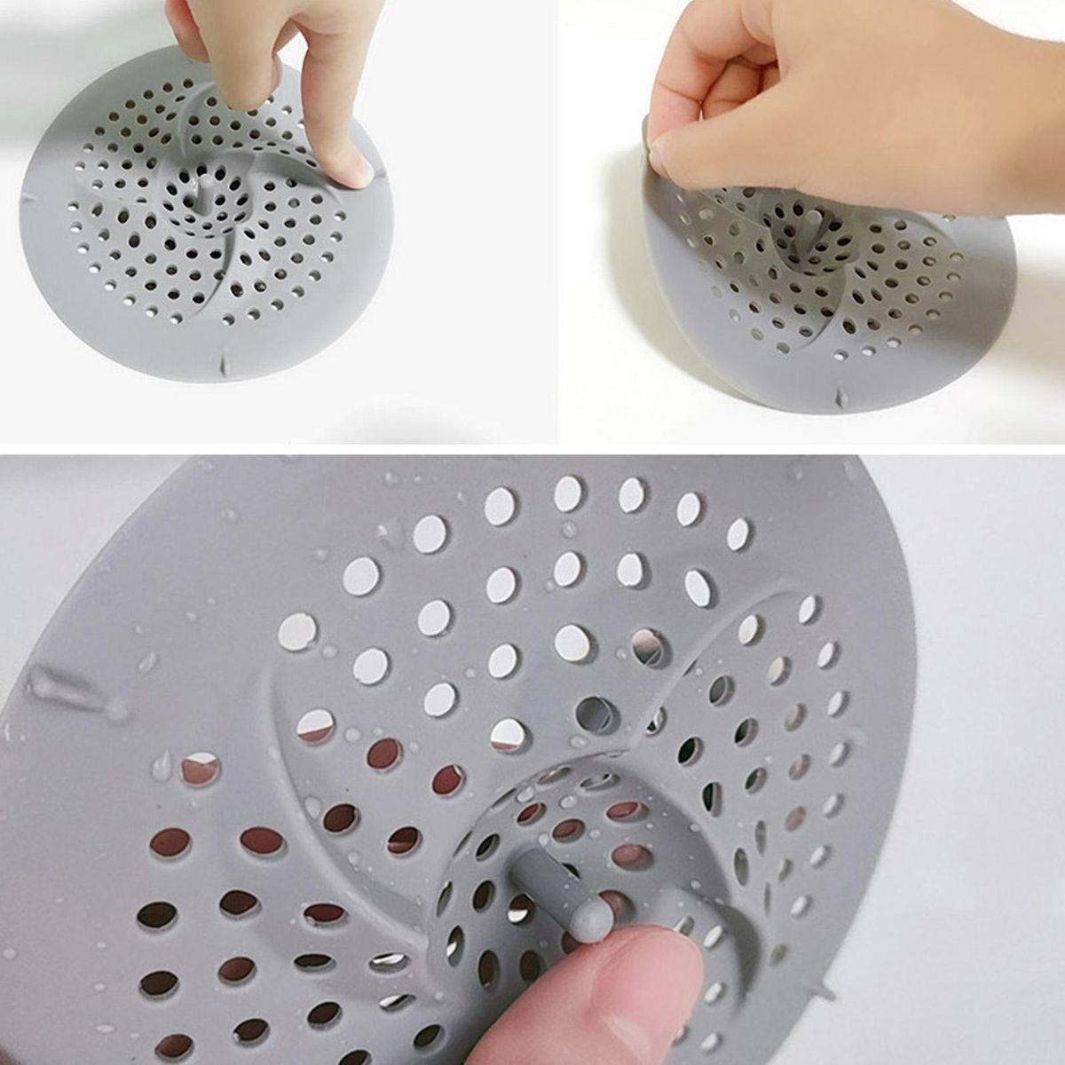 Shower Drain Cover Floor Shower Drain Bathtub Sink Filter Hair Catcher Grey
