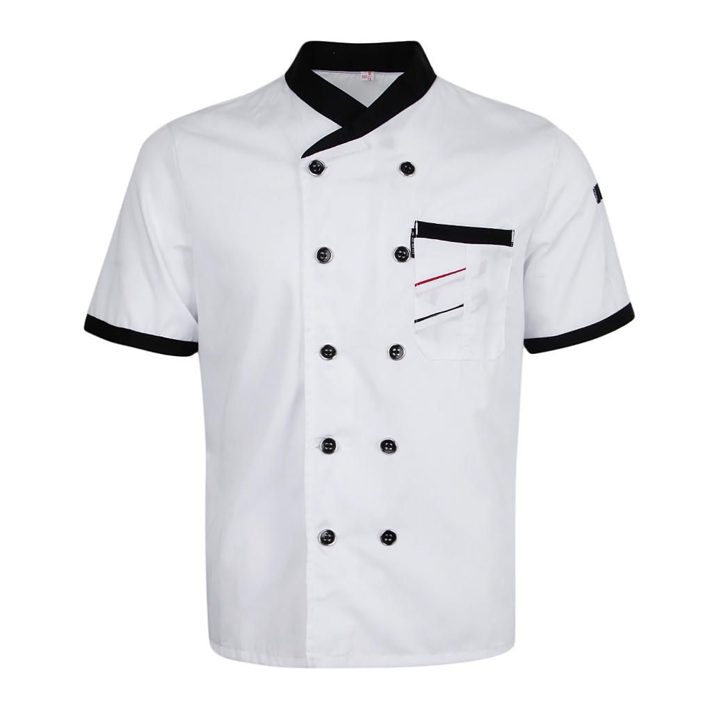 Women Men Durable Chefs Jacket Coat Hotel Kitchen Summer White M