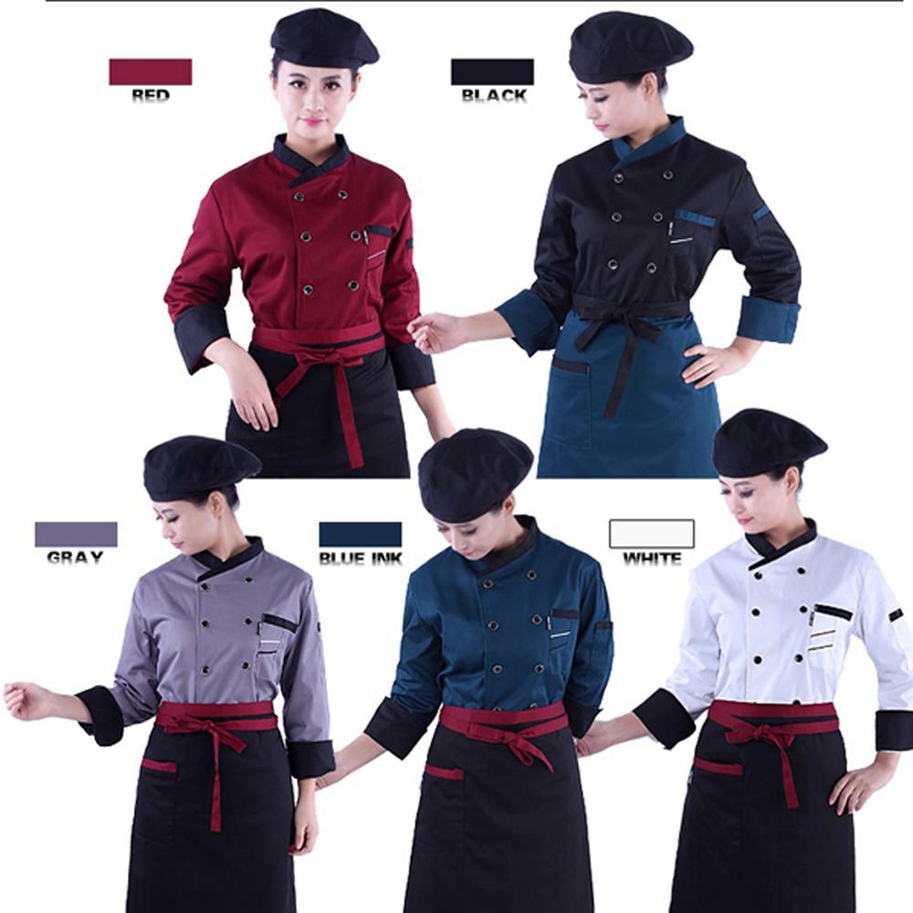 Women Men Durable Chefs Jacket Coat Hotel Kitchen Summer White M