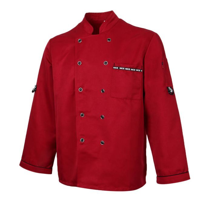 Unisex Chef Long Sleeve Uniform Outfits Kitchen Jacket Coat XXXL Red