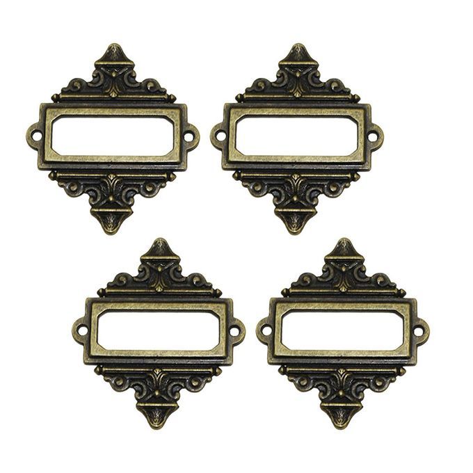 4Pcs File Drawer Cabinet Card Tag Label Holder Metal Lace Frame Bronze
