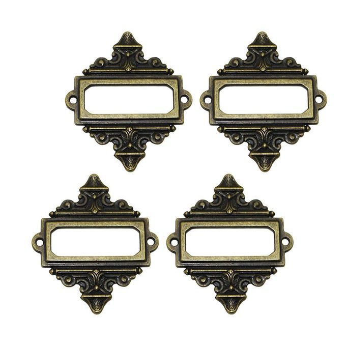 4Pcs File Drawer Cabinet Card Tag Label Holder Metal Lace Frame Bronze