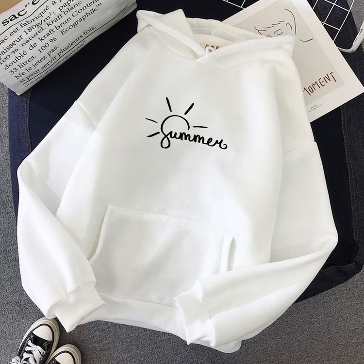 Off White Hoodie With Summer Print