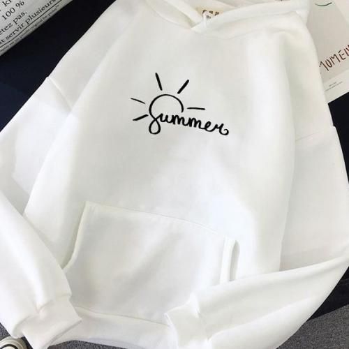 Off White Hoodie With Summer Print