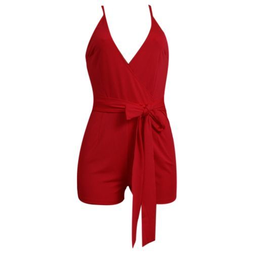 Women's Sexy Deep V Neck Sleeveless High Waist Shorts Romper Jumpsuit Suits